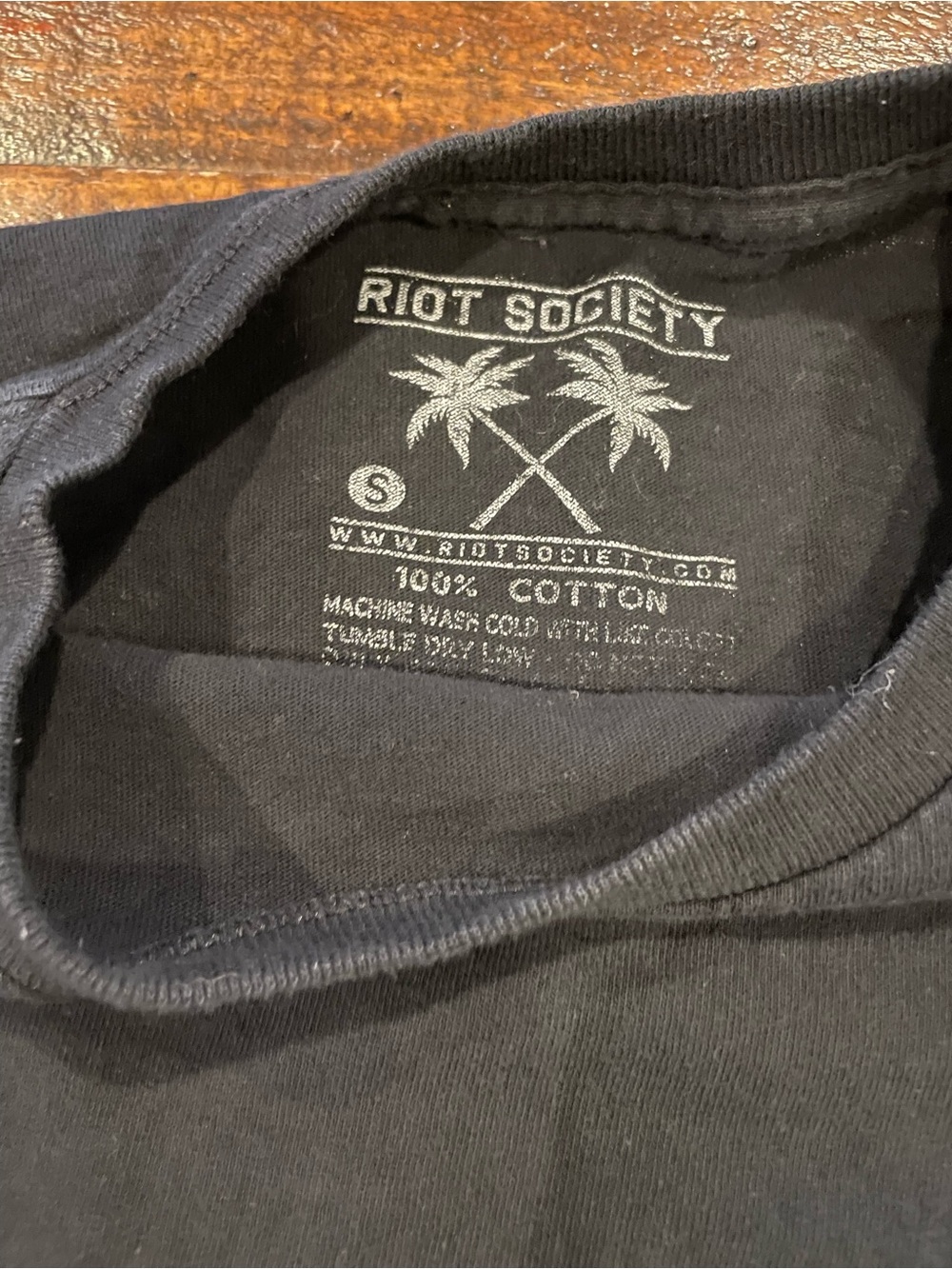 riot society Black Crewneck Tee with Rose Skull Embroidery - Picture 3 of 6